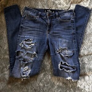 Hollister Ripped Dark Blue Skinny Jeans
